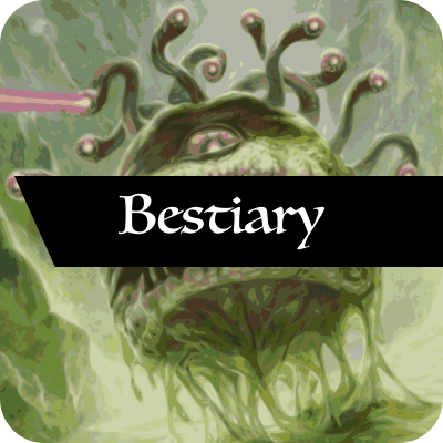 A button leading to the "bestiary" page