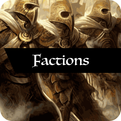 A button leading to the "factions" page