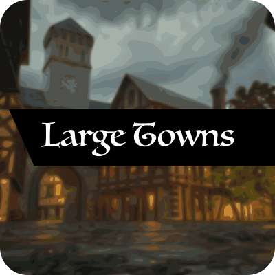 A button leading to the "large towns" page